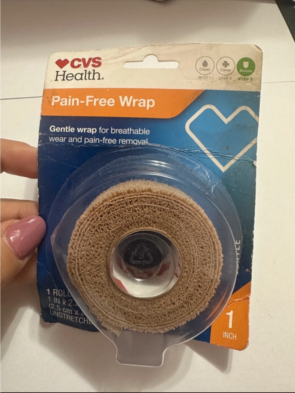 CVS Health Pain-Free Wrap in Tan - 1 Inch Roll